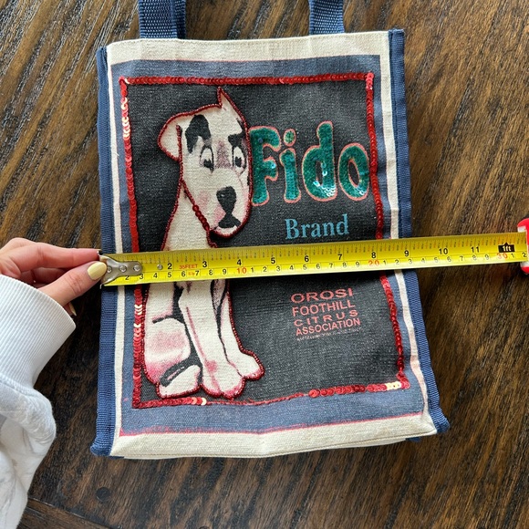 Fido The Dog Y2K Preppy Vintage Citrus Farmers Market Canvas Beaded Tote Bag - Picture 7 of 9
